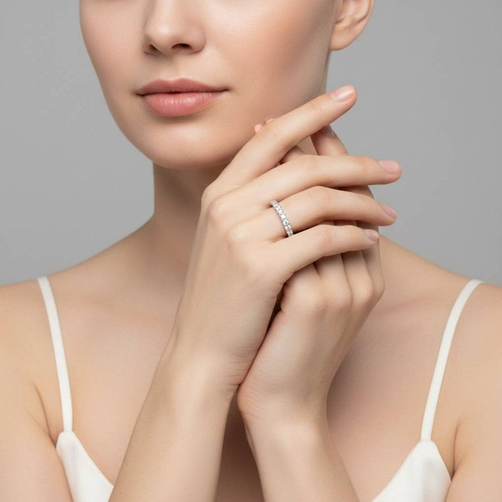 Half Eternity Zircon Ring (Adjustable)