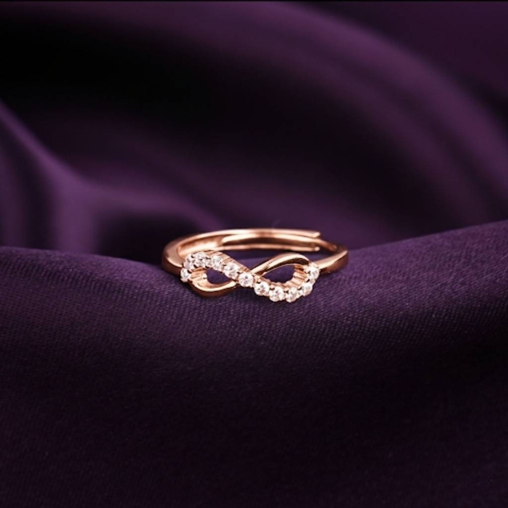 925 Sterling Silver Infinity Rose Gold Zircon Ring