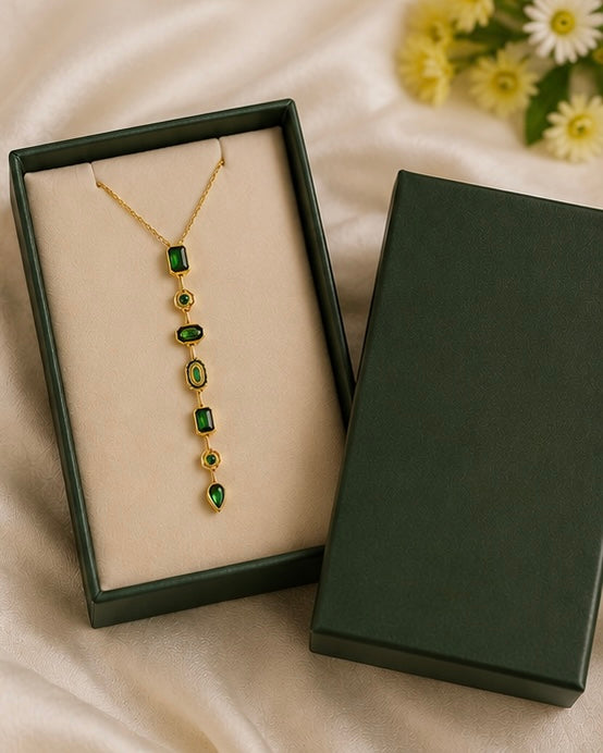 Emerald Green Drop Pendant Necklace