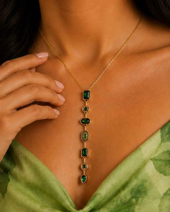 Emerald Green Drop Pendant Necklace