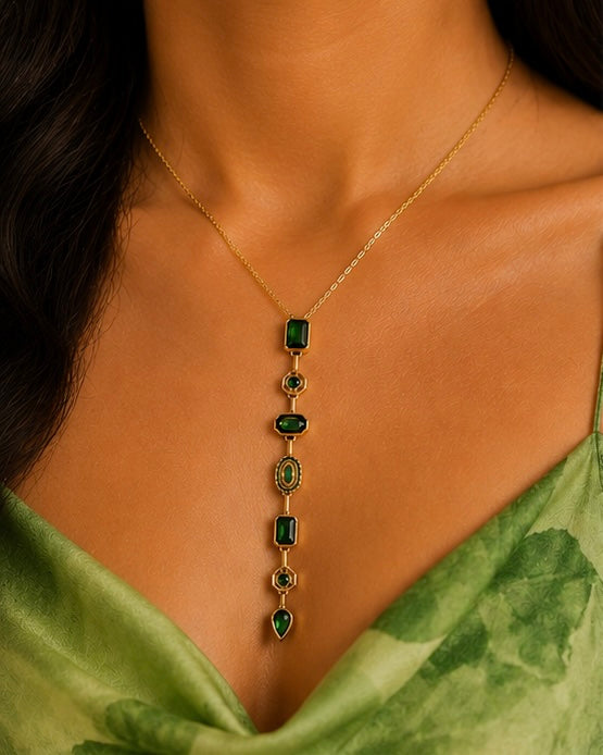 Emerald Green Drop Pendant Necklace