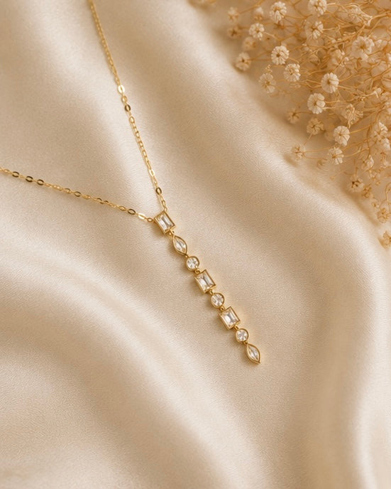 Elegant Crystal Drop Pendant Necklace