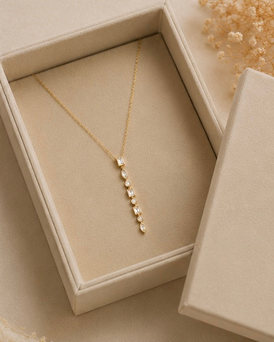 Elegant Crystal Drop Pendant Necklace