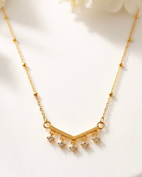 Gold-Plated Diamond Drop Necklace