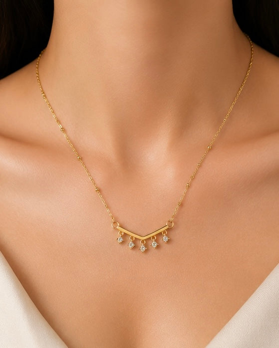 Gold-Plated Diamond Drop Necklace