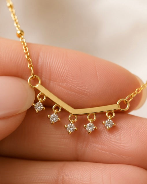 Gold-Plated Diamond Drop Necklace