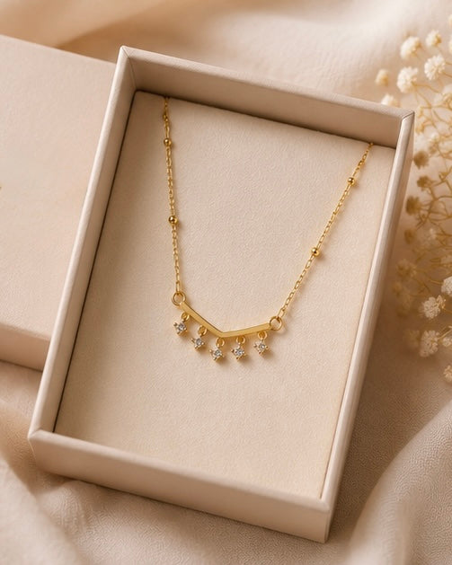 Gold-Plated Diamond Drop Necklace