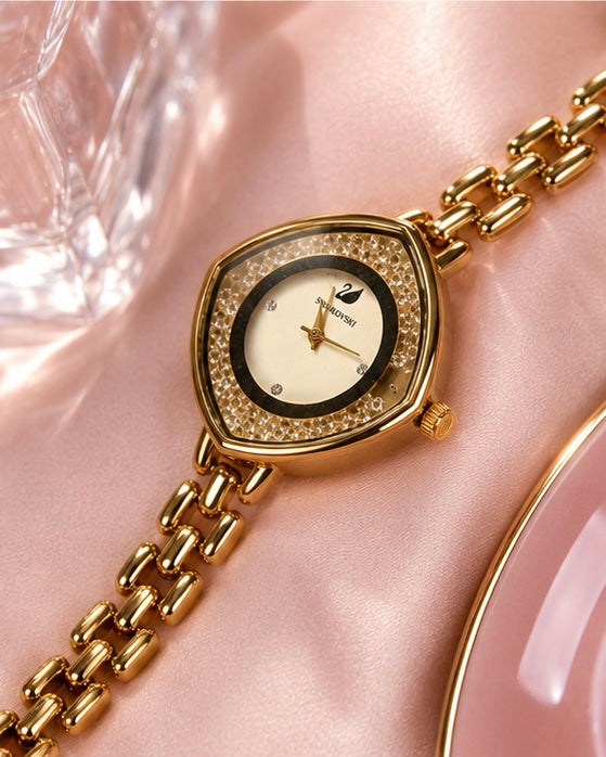 Elegant Gold Crystal Women’s Bracelet Watch