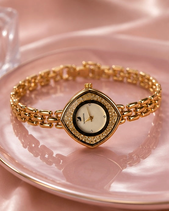 Elegant Gold Crystal Women’s Bracelet Watch