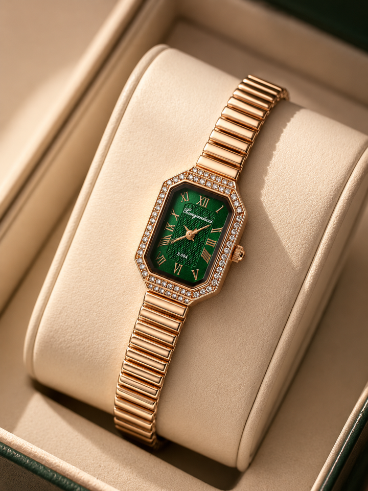 Emerald Luxe Rose Gold Diamond Watch for Women