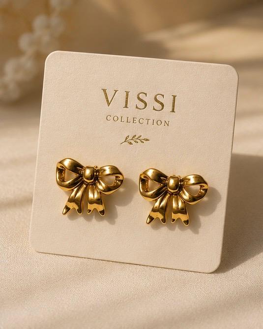Golden Bow Stud Earrings