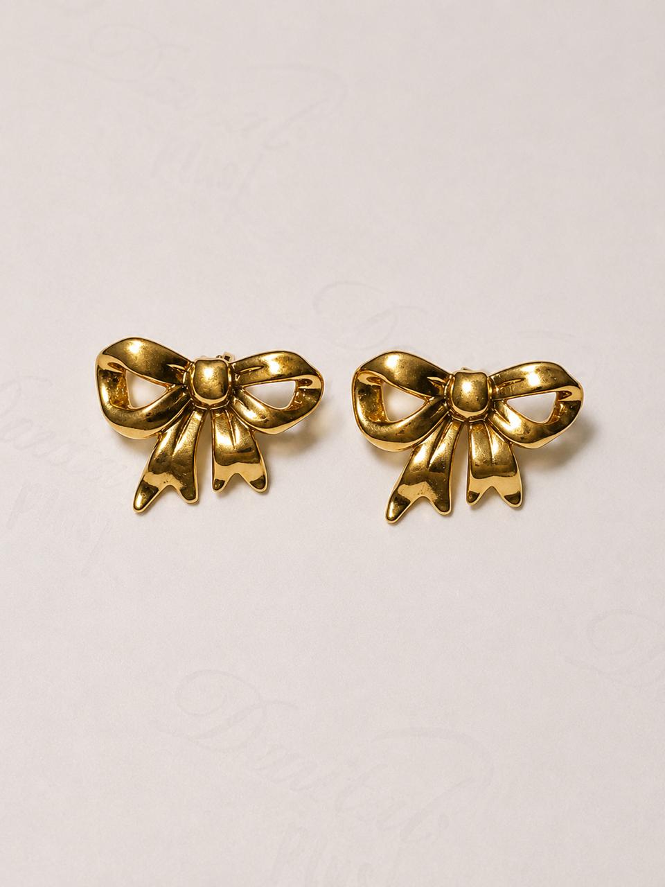 Golden Bow Stud Earrings