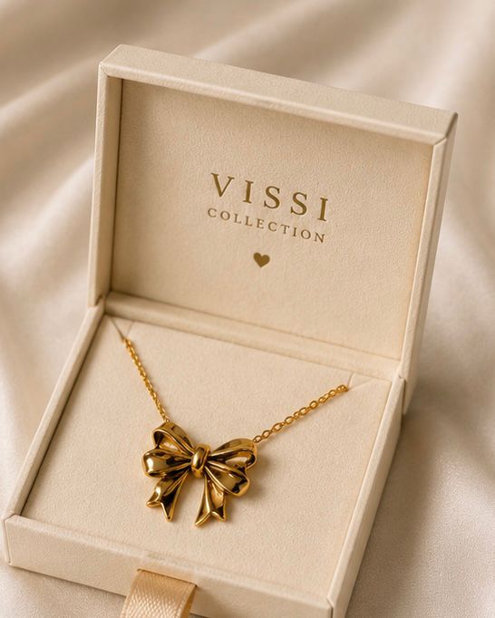 Golden Bow Pendant Necklace