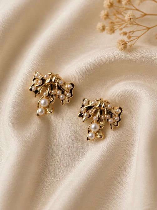 Crystal Bow Drop Earrings