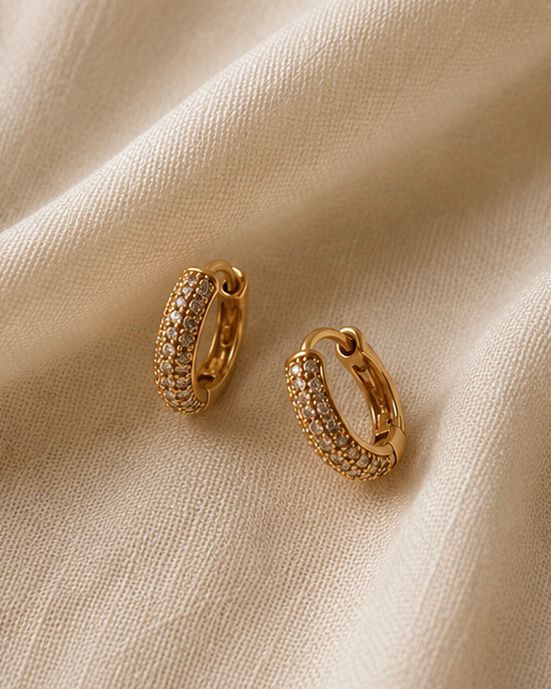 Sparkling Pavé Huggie Hoop Earrings