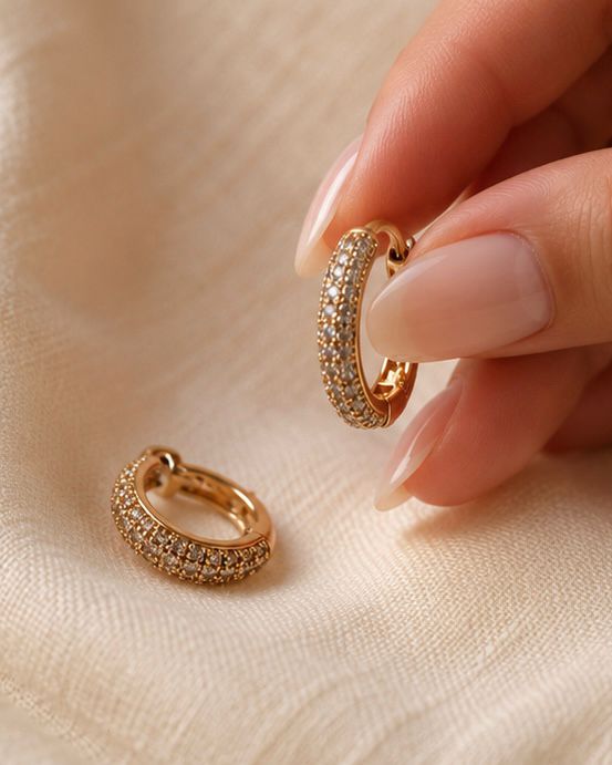 Sparkling Pavé Huggie Hoop Earrings
