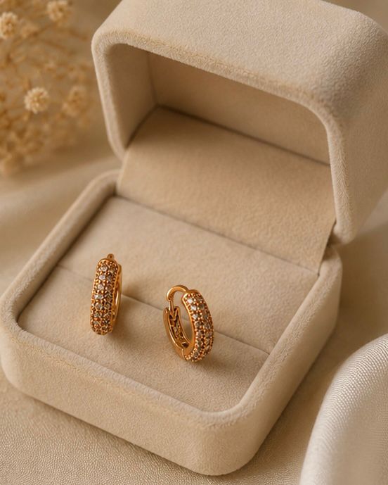 Sparkling Pavé Huggie Hoop Earrings