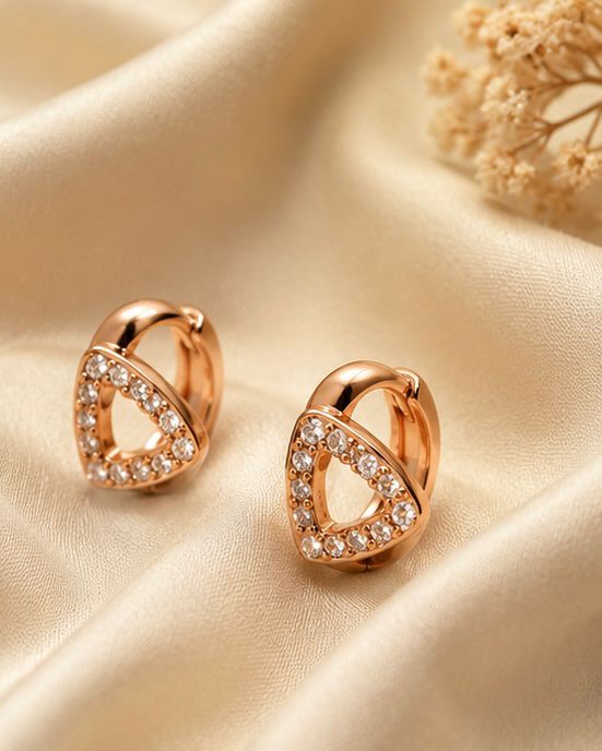 Geometric Crystal Triangle Stud Earrings