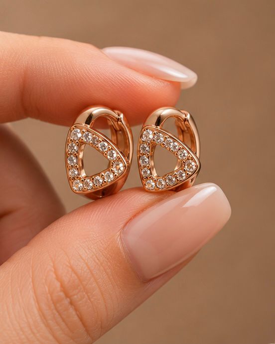 Geometric Crystal Triangle Stud Earrings