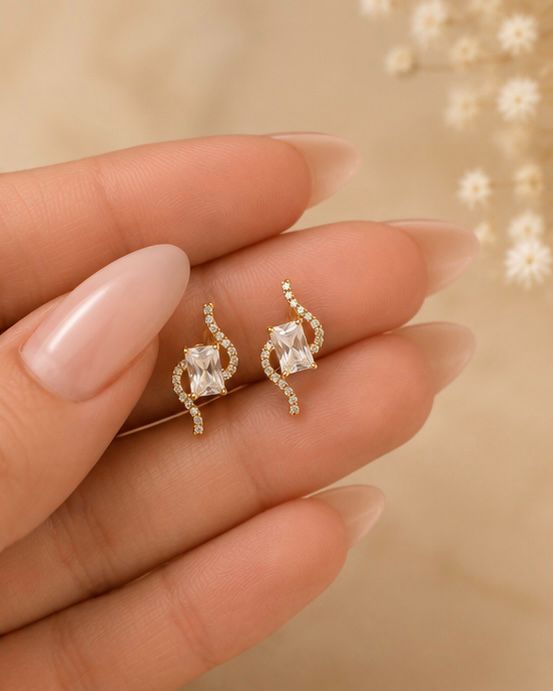 Twisted Crystal Stud Earrings