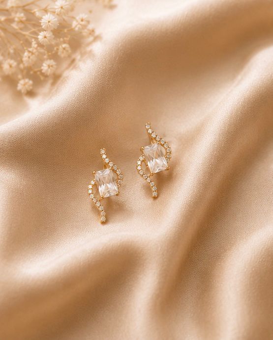 Twisted Crystal Stud Earrings