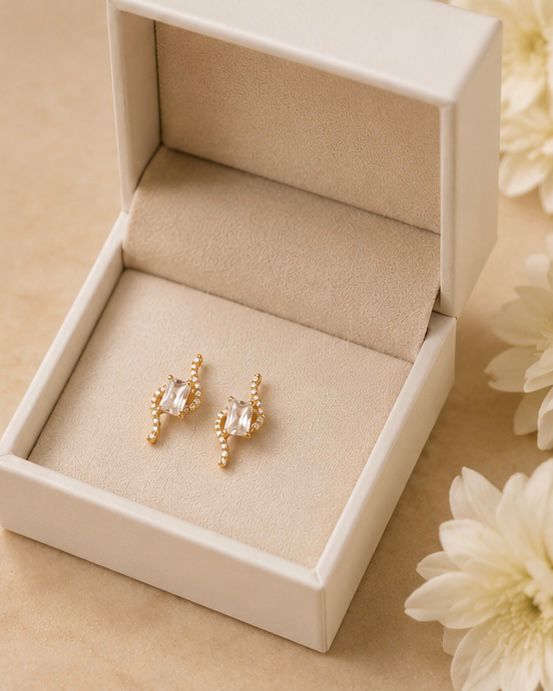 Twisted Crystal Stud Earrings