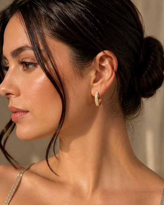 Sparkling Pavé Huggie Hoop Earrings