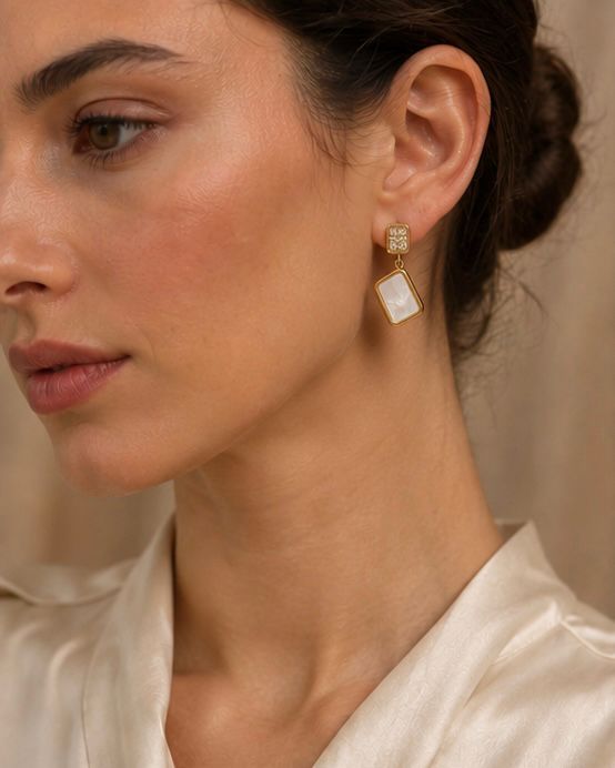 Mother of Pearl Geometric Drop Earrings