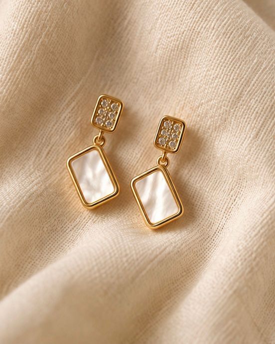 Mother of Pearl Geometric Drop Earrings