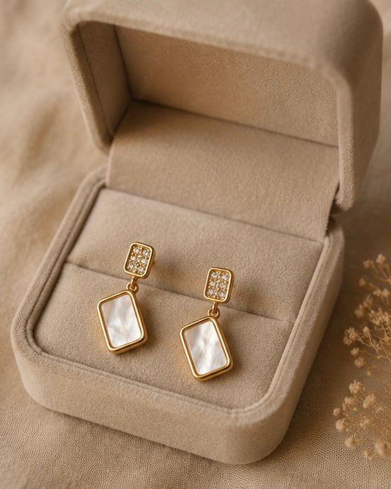 Mother of Pearl Geometric Drop Earrings