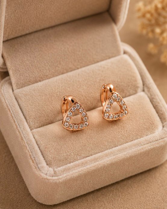 Geometric Crystal Triangle Stud Earrings