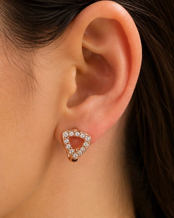 Geometric Crystal Triangle Stud Earrings