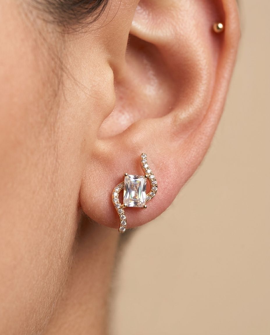 Twisted Crystal Stud Earrings