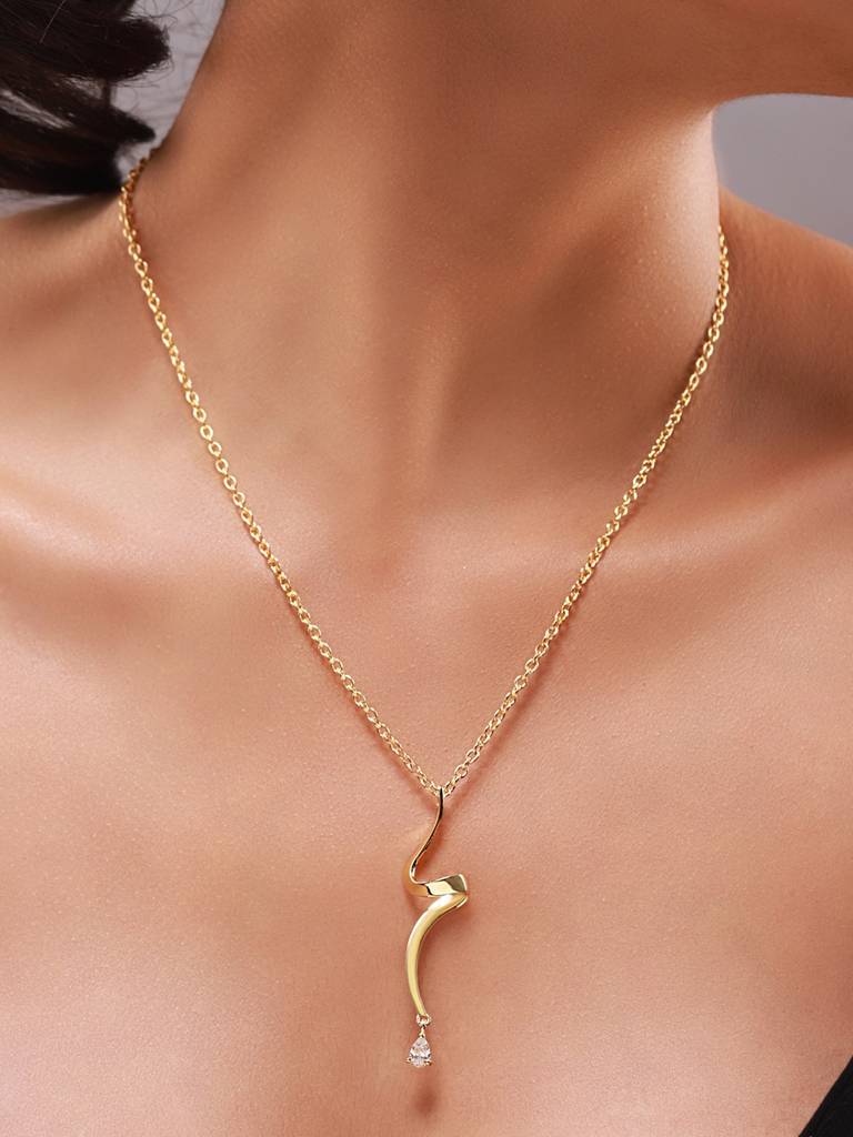 Flow Tide Stream Pendant Short Necklace (18 Inches)