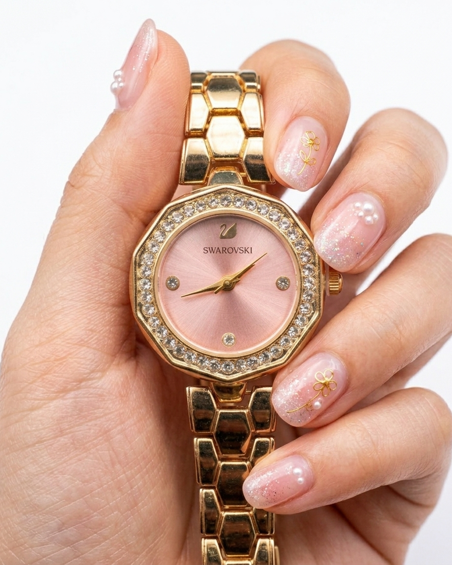 Luxury Gold Diamond Women’s Watch with Pink Dial